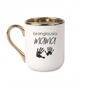 Elegantiškas puodelis su užrašu, Brangiausia Mama, 330 ml, su auksine rankena