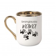 Elegantiškas puodelis su užrašu, Brangiausia Mama, 330 ml, su auksine rankena