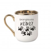 Elegantiškas puodelis su užrašu, Brangiausia Mama, 330 ml, su auksine rankena