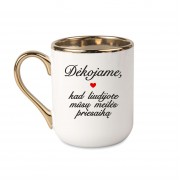 Elegantiškas puodelis su užrašu, Dėkojame Kad Liudijote Mūsų Meilės Priesaiką, 330 ml, su auksine rankena