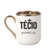 Elegantiškas puodelis su užrašu, Tėčio Puodelis, 330 ml, su auksine rankena