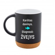Puodelis su užrašu, Karštas Davinys, Diagnozė Žvejys, 280 ml, Juodas, Keramika