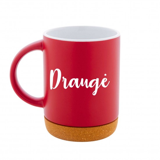 Puodelis su užrašu, Draugė, 280 ml, Raudonas, Keramika