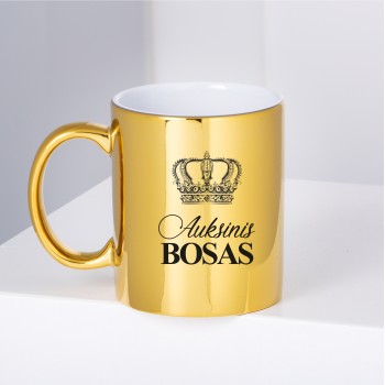 Veidrodinis puodelis Bosui su užrašu, Auksinis Bosas