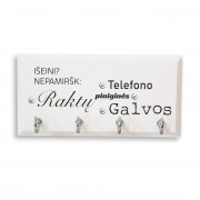 Raktų kabykla su užrašu, iŠeini Nepamiršk Raktų Telefono Piniginės Galvos