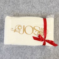 Siuvinėtas rankšluostis su užrašu JOS, 100% šukuotinė medvilnė