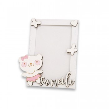 Rėmelis nuotraukai su Meškiuku, 10x15, Su Meile, Rožinis