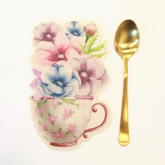 Šaukštelis su padėkliuku puodeliui "Gėlės puodelyje"