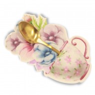 Šaukštelis su padėkliuku puodeliui "Gėlės puodelyje"