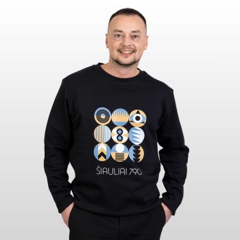 Džemperis su Šiaulių Miesto Jubiliejinių Metų Simbolika ir užrašu, Šiauliai 790, Juodas