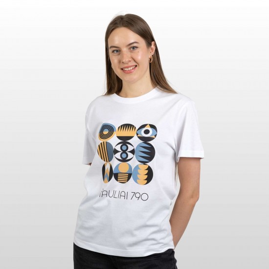 Marškinėliai su Šiaulių Miesto Jubiliejinių Metų Simbolika ir užrašu, Šiauliai 790, Balti