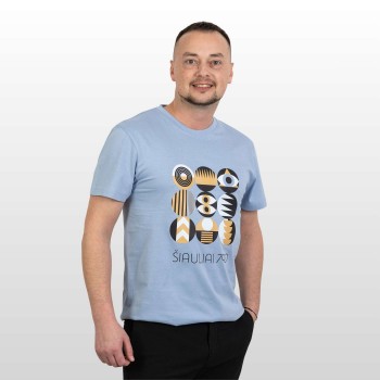 Marškinėliai su Šiaulių Miesto Jubiliejinių Metų Simbolika ir užrašu, Šiauliai 790, Žydri