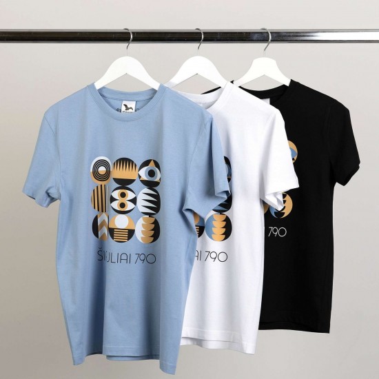 Marškinėliai su Šiaulių Miesto Jubiliejinių Metų Simbolika ir užrašu, Šiauliai 790, Balti