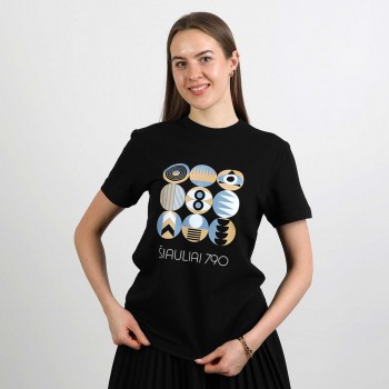 Marškinėliai su Šiaulių Miesto Jubiliejinių Metų Simbolika ir užrašu, Šiauliai 790, Juodi