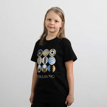 Marškinėliai su Šiaulių Miesto Jubiliejinių Metų Simbolika, Šiauliai 790, Vaikiški, Juodi