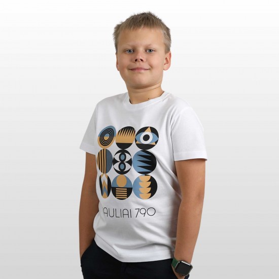 Marškinėliai su Šiaulių Miesto Jubiliejinių Metų Simbolika, Šiauliai 790, Vaikiški, Balti