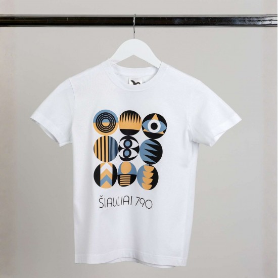 Marškinėliai su Šiaulių Miesto Jubiliejinių Metų Simbolika, Šiauliai 790, Vaikiški, Balti