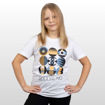 Marškinėliai su Šiaulių Miesto Jubiliejinių Metų Simbolika, Šiauliai 790, Vaikiški, Balti