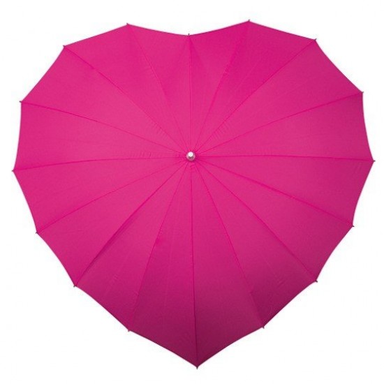 Širdies formos rožinis skėtis su mechanine rankena