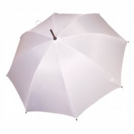 Baltas skėtis su medine automatine rankena