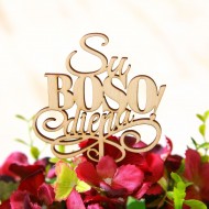 Smeigtukas su užrašu SU BOSO DIENA, medinis, tortui