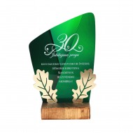 Pastatomas sveikinimas jubiliejaus proga, žalias, ąžuolo lapai, auksas