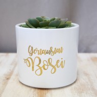 Vazonas gėlėms Bosei su užrašu, Geriausiai Bosei, Baltas, Keramika