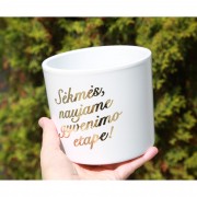 Vazonas Su Užrašu, Sėkmės Naujo Gyvenimo Pradžiai, Baltas, Auksas Vazonas Su Užrašu, Sėkmės Naujo Gyvenimo Pradžiai, Baltas, Auksas