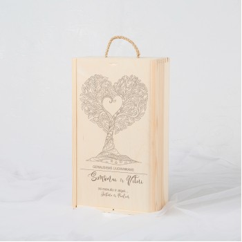 Dėžė 2 vyno buteliams užstumiama "Padėka liudininkams"