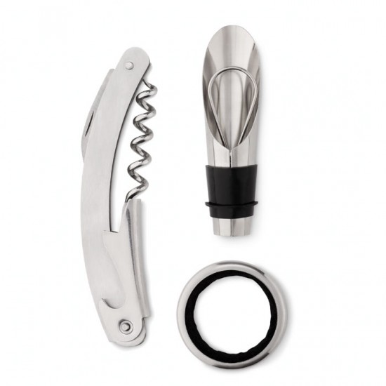 Vyno įrankių rinkinys butelyje su etikete, Vakarėlio Išgyvenimo Rinkinys