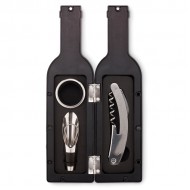 Vyno įrankių rinkinys butelyje su etikete, Vynas Pats Neatsidarys