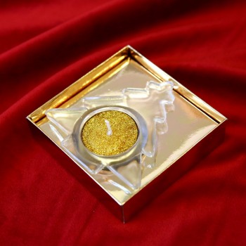 Blizganti žvakė stiklinėje žvakidėje "Eglutė"