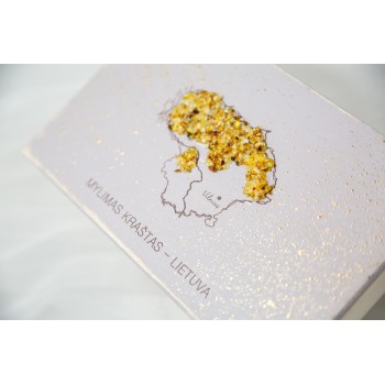 Dėžutė su gintarais "Lietuva" II 14,6x9,6x5,7 cm