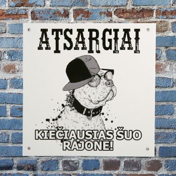 PVC lentelė-suvenyras "Kiečiausias šuo rajone" 20x20 cm