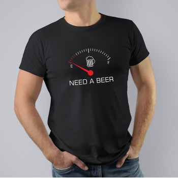 Marškinėliai Alaus Mėgėjui, su užrašu Need A Beer, EN