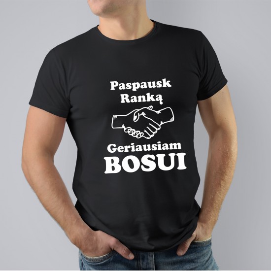 Marškinėliai Bosui su užrašu, Paspausk Ranką Geriausiam Bosui