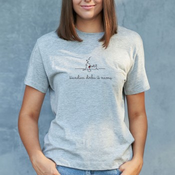 Marškinėliai Su Šuniuku Ir Užrašu, Šiandien Dirbu Iš Namų Marškinėliai Su Šuniuku Ir Užrašu, Šiandien Dirbu Iš Namų