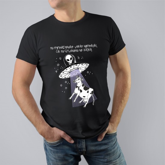 Marškinėliai su Karve, NSO ir užrašu, Su Pirmadieniais Viskas Gerai...