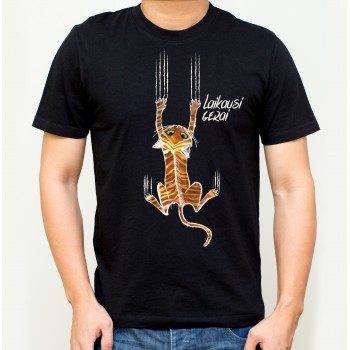 Marškinėliai Su Katino Piešiniu Ir Užrašu Laikausi Gerai