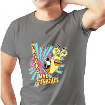 Marškinėliai Su Piešiniu Sraigė Ir Užrašu Žaibas Mac Sraigius