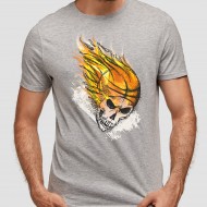 Marškinėliai su piešiniu DEGANTI KREPŠINIO KAUKOLĖ