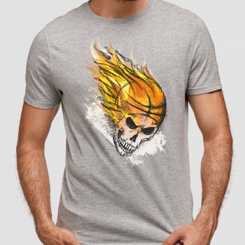 Marškinėliai su piešiniu DEGANTI KREPŠINIO KAUKOLĖ