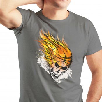 Marškinėliai su piešiniu DEGANTI KREPŠINIO KAUKOLĖ
