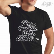 Marškinėliai Kavos Mėgėjui Su Užrašu, More Espresso Less Depresso