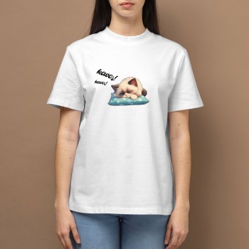 Marškinėliai Kavos Mėgėjui Su Kate ir Užrašu, Kavos!