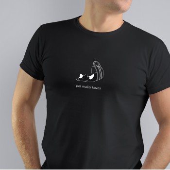 Marškinėliai Kavos Mėgėjui Su Kate Puodelyje ir Užrašu, Per Mažai Kavos