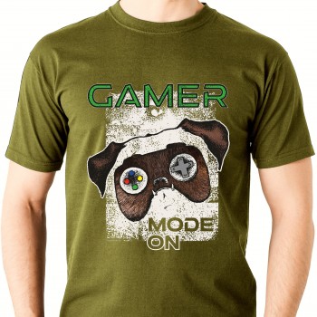 Marškinėliai Su Šunimi Ir Užrašu, Gamer Mode On Marškinėliai Su Šunimi Ir Užrašu, Gamer Mode On