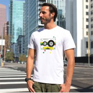 Marškinėliai muzikos mylėtojui, su trispalvės kasetės piešiniu