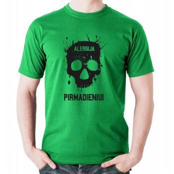 Marškinėliai su užrašu, ALERGIJA PIRMADIENIUI, spalvoti, universalus modelis
