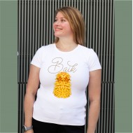 Moteriški marškinėliai su užrašu Baik šakotis, liemenuoti